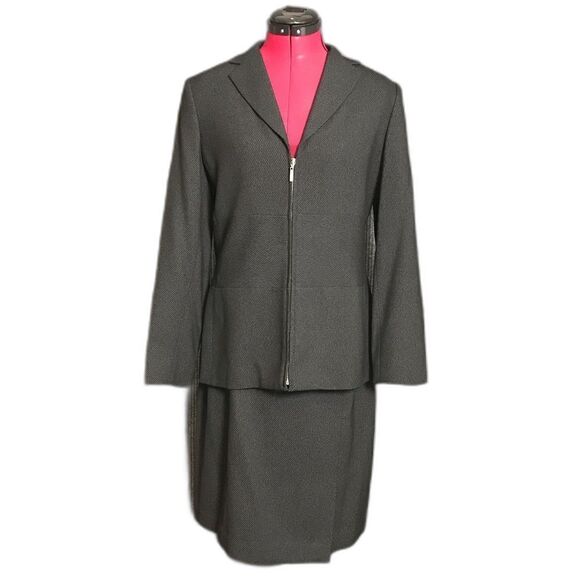 Alfani Suit Women’s Size 10 Blazer Size 12 Skirt 2-Piece Set Black Long Sleeve - Picture 1 of 11